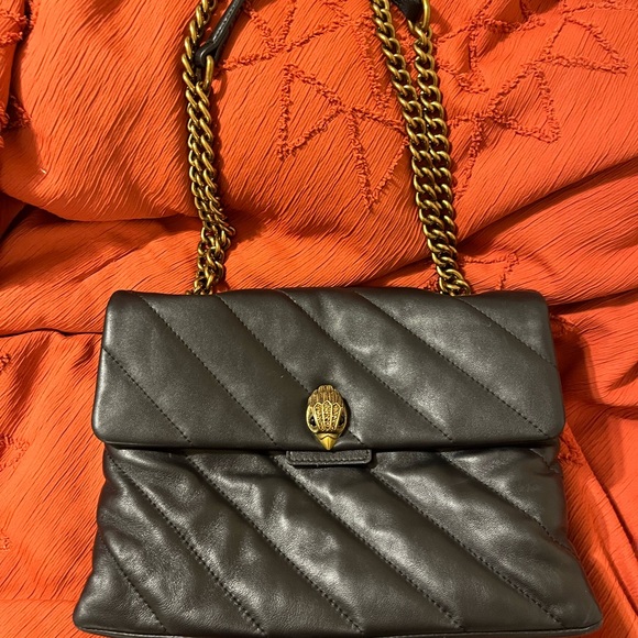 Kurt Geiger Black and Gold Shoulder Bag with Quilted Design and Chain Strap - Picture 1 of 4